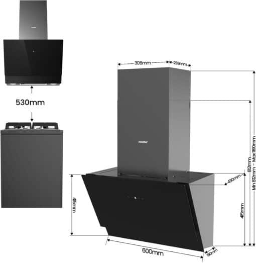 COMFEE' ANGJ72B | Hotte Aspirante Inclinée Premium A+++ 60cm – Image 3