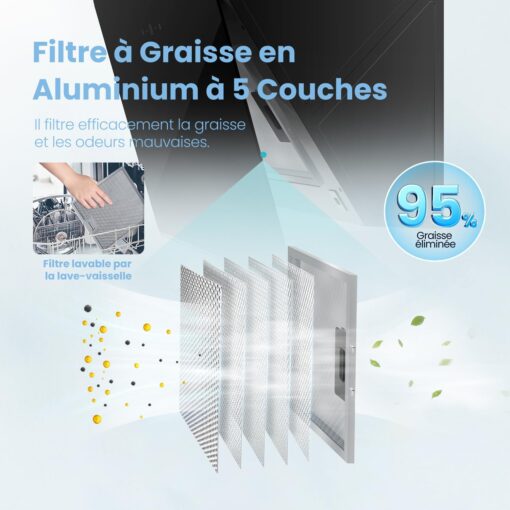 COMFEE' ANGJ64B-60 | Hotte Aspirante Inclinée 60cm en Verre – Image 4