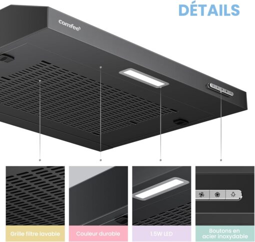 COMFEE' SLIF17B-60 | Hotte Aspirante 60cm LED Casquette – Image 6