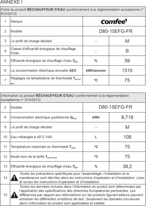 COMFEE' D80-15EFG | Chauffe-eau Électrique Connecté 80L – Image 8